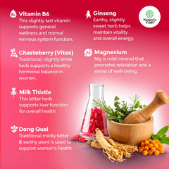 Nature's Craft Hormone Balance Gummies ingredients-dong-quai highlight calming botanicals for balance.