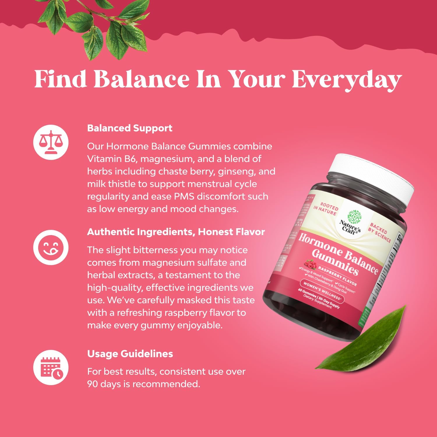 Nature's Craft Hormone Balance Gummies vitamin-b6 for mood and energy support.