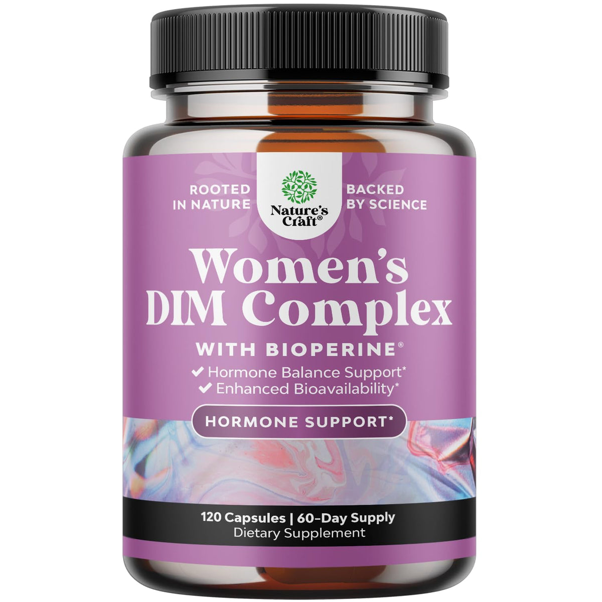 Natures Craft Potent DIM supplement bottle for balanced hormones and steady energy