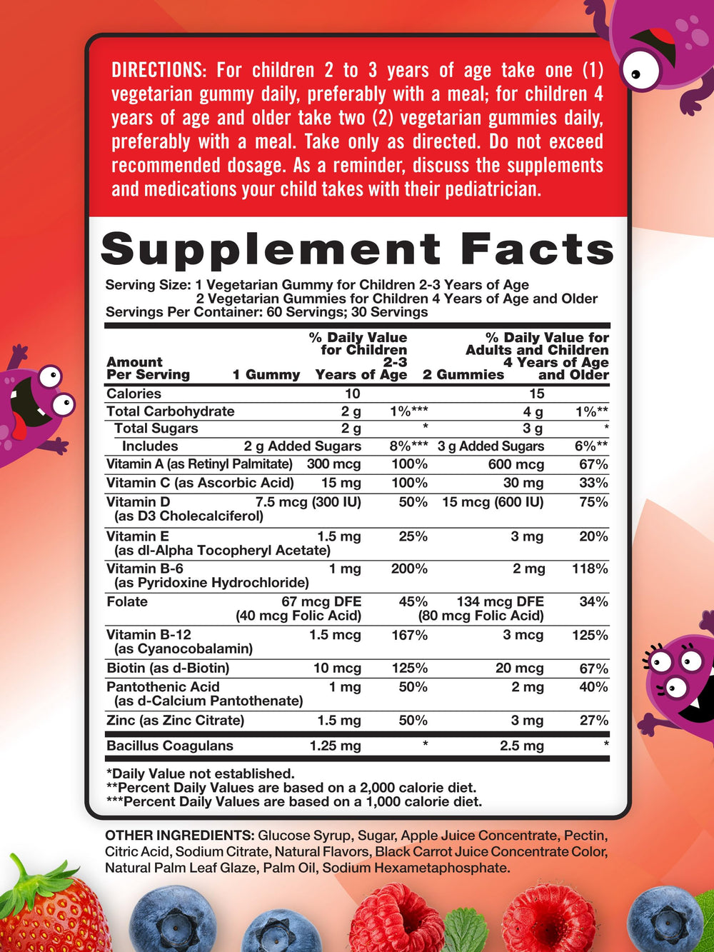 Close-up of berry punch gummies highlighting probiotic blend for kids