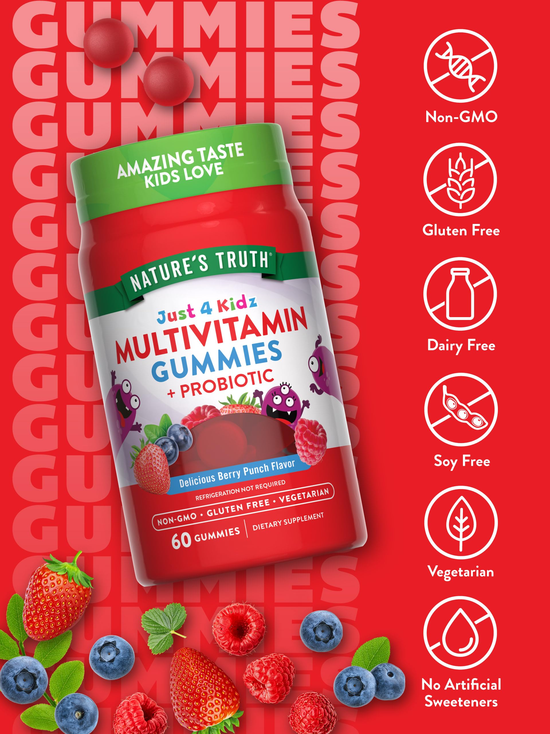 Probiotic blend icon on label of Nature's Truth gummies