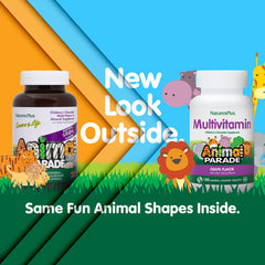 Nature's Plus Animal Parade animal-shaped tablets close-up.
