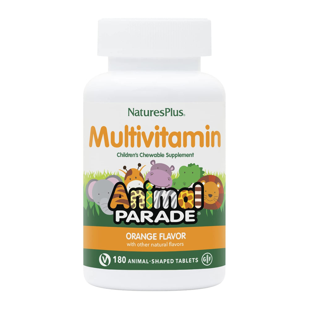 NaturesPlus Animal Parade bottle top view, convenient daily kids multivitamin