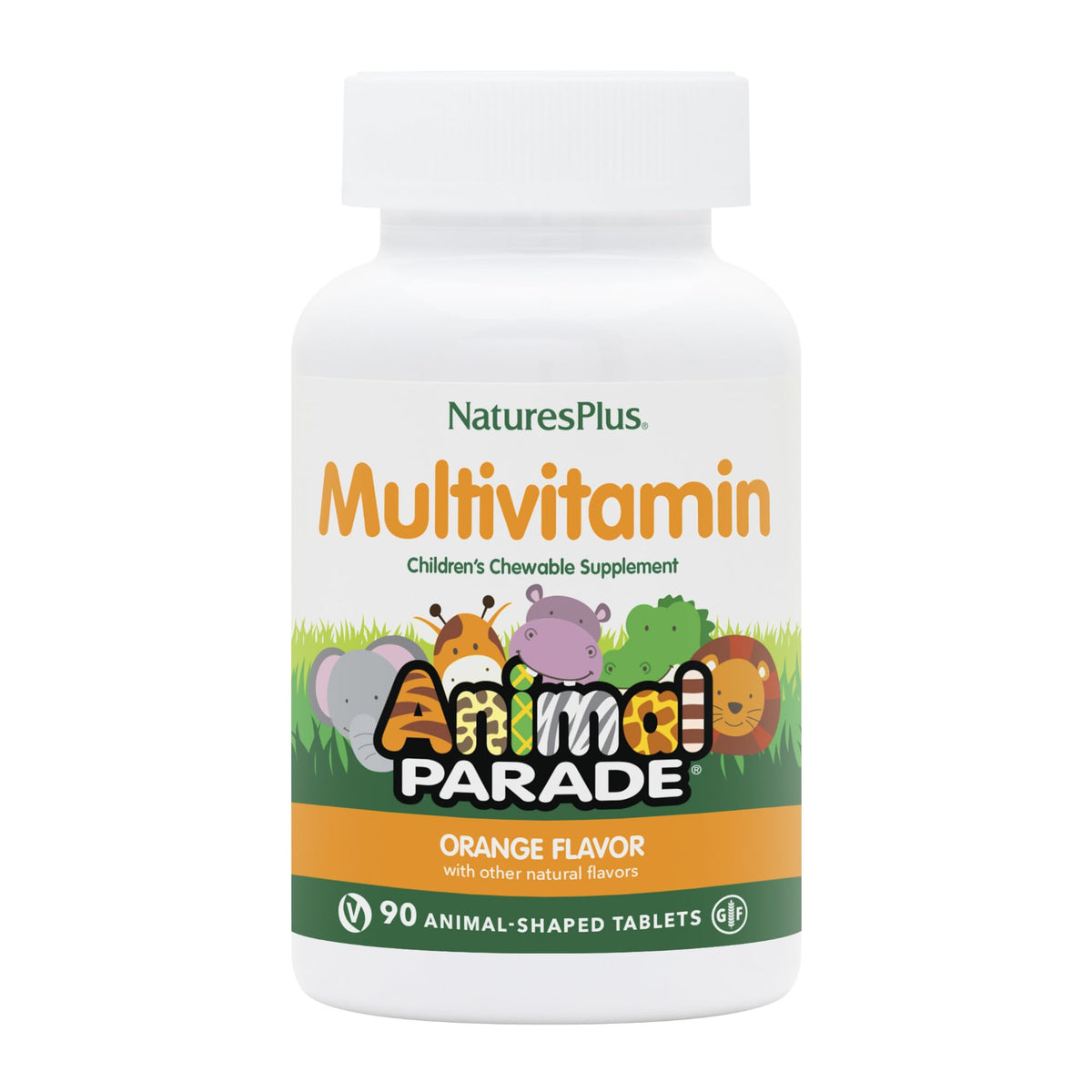 NaturesPlus Animal Parade chewable tablets in animal shapes promote kid friendly daily nutrition.