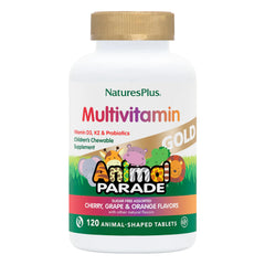 NaturesPlus Animal Parade Gold chewables with playful animal shapes for kids.