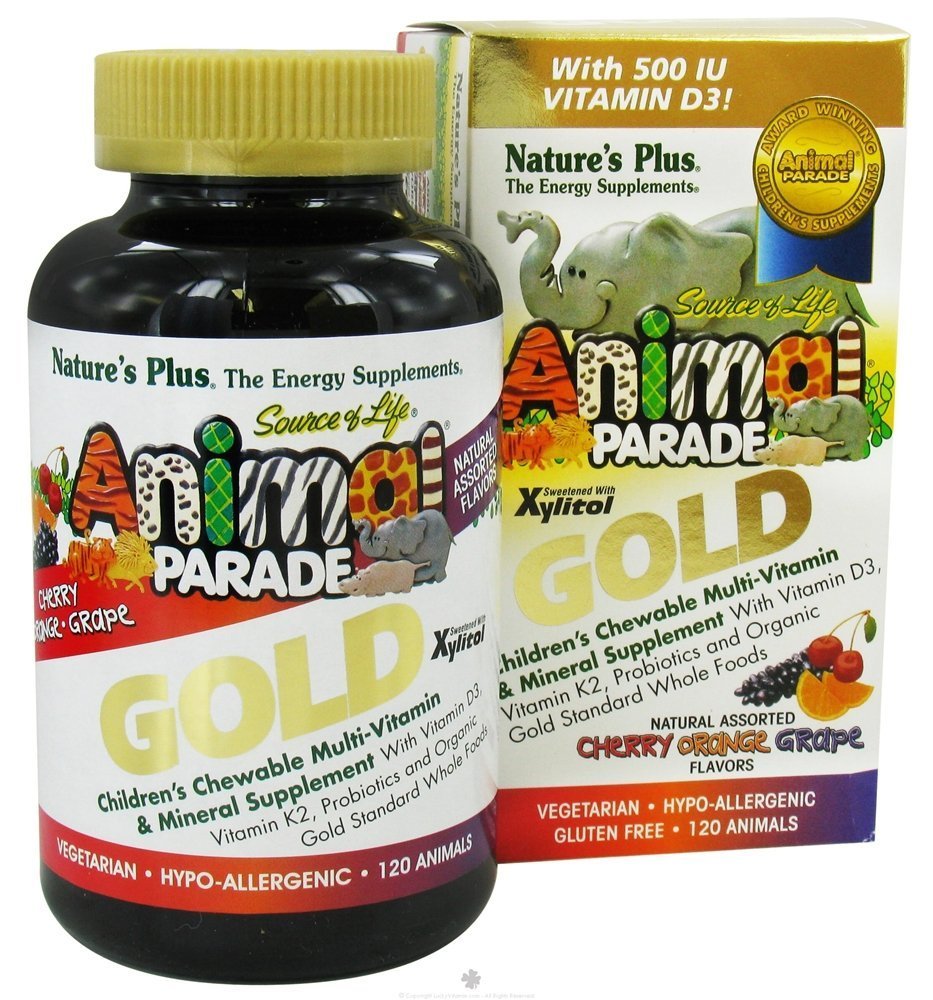 NaturesPlus Animal Parade Gold flavors cherry orange grape for kids