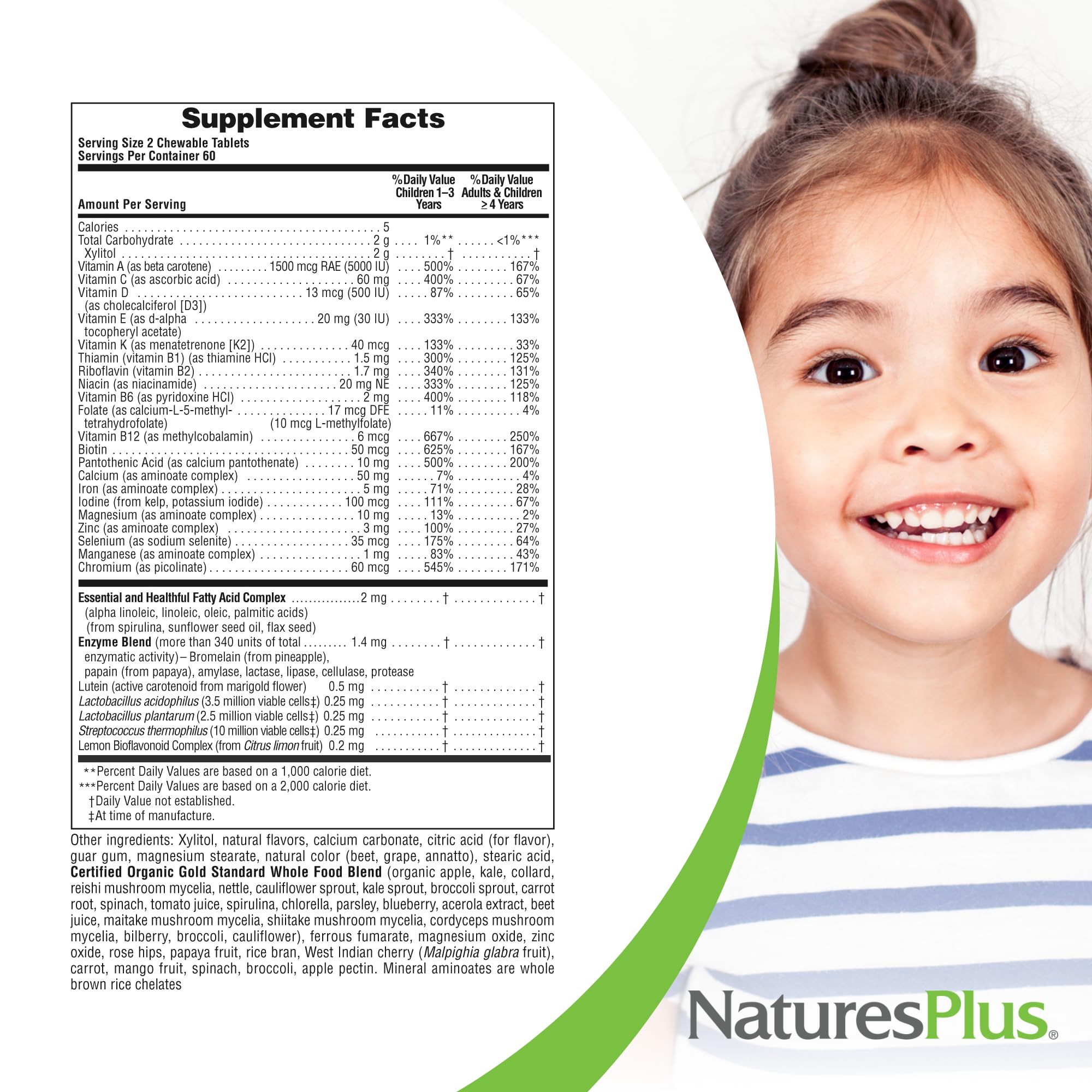 NaturesPlus Animal Parade Gold vegan, gluten-free formula fits sensitive diets