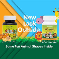 Close-up of KidGreenz animal-shaped tablets highlighting easy daily intake for children.