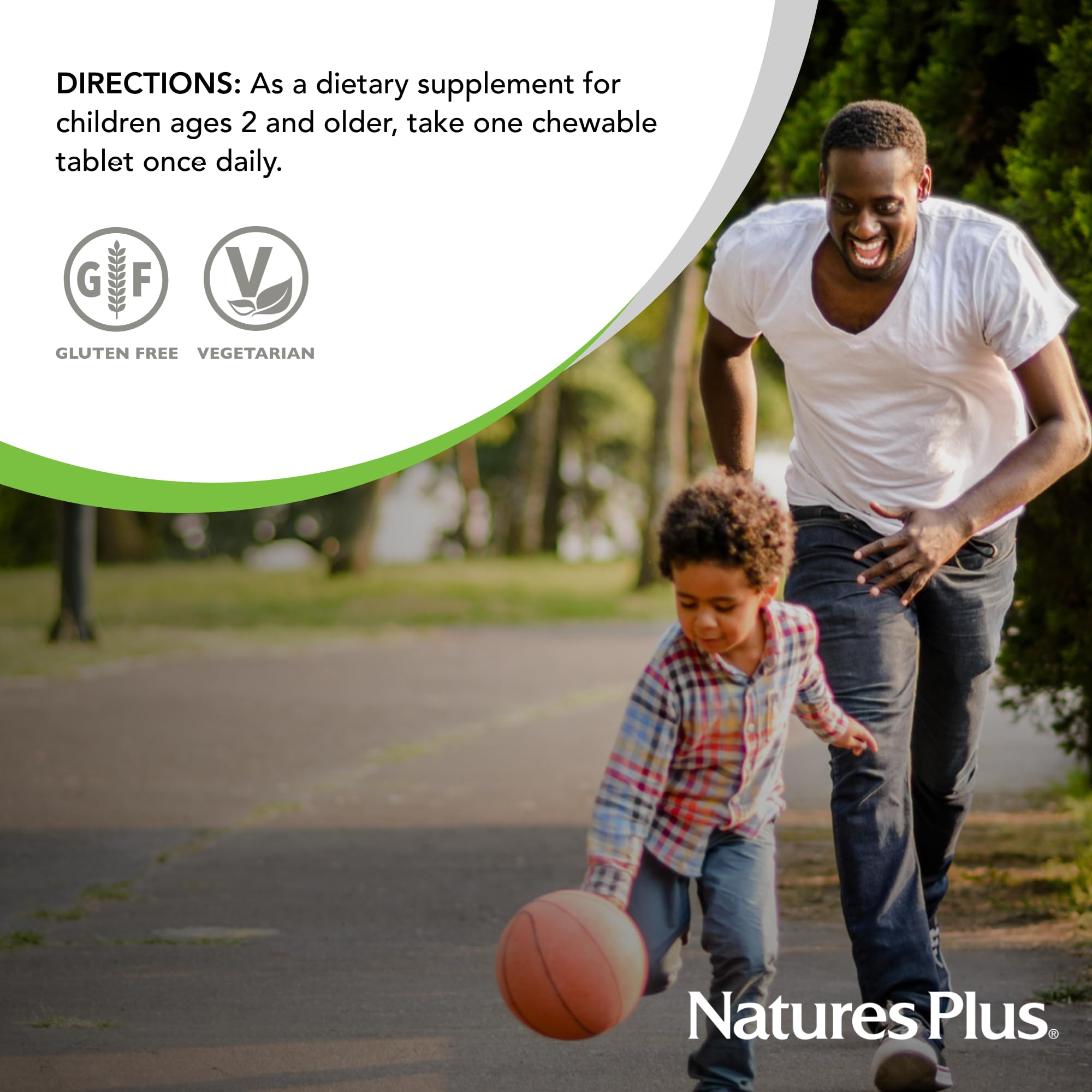 Colorful KidGreenz tablets illustrate easy daily supplementation for families.