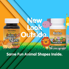 Close-up of Tangerine KidZinc lozenges showing animal shapes.
