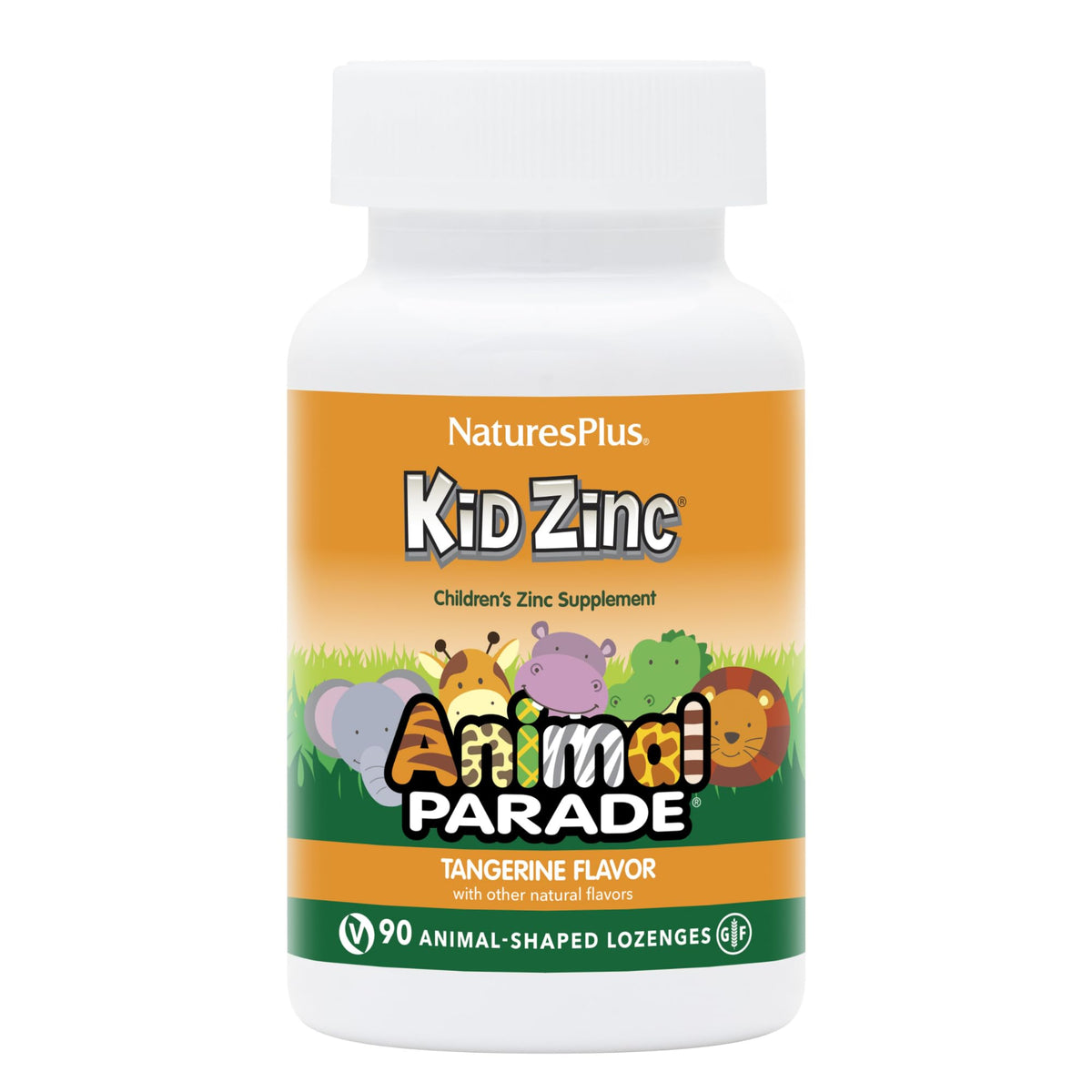 NaturesPlus Animal Parade KidZinc lozenges in tangy tangerine flavor for kids' daily routine