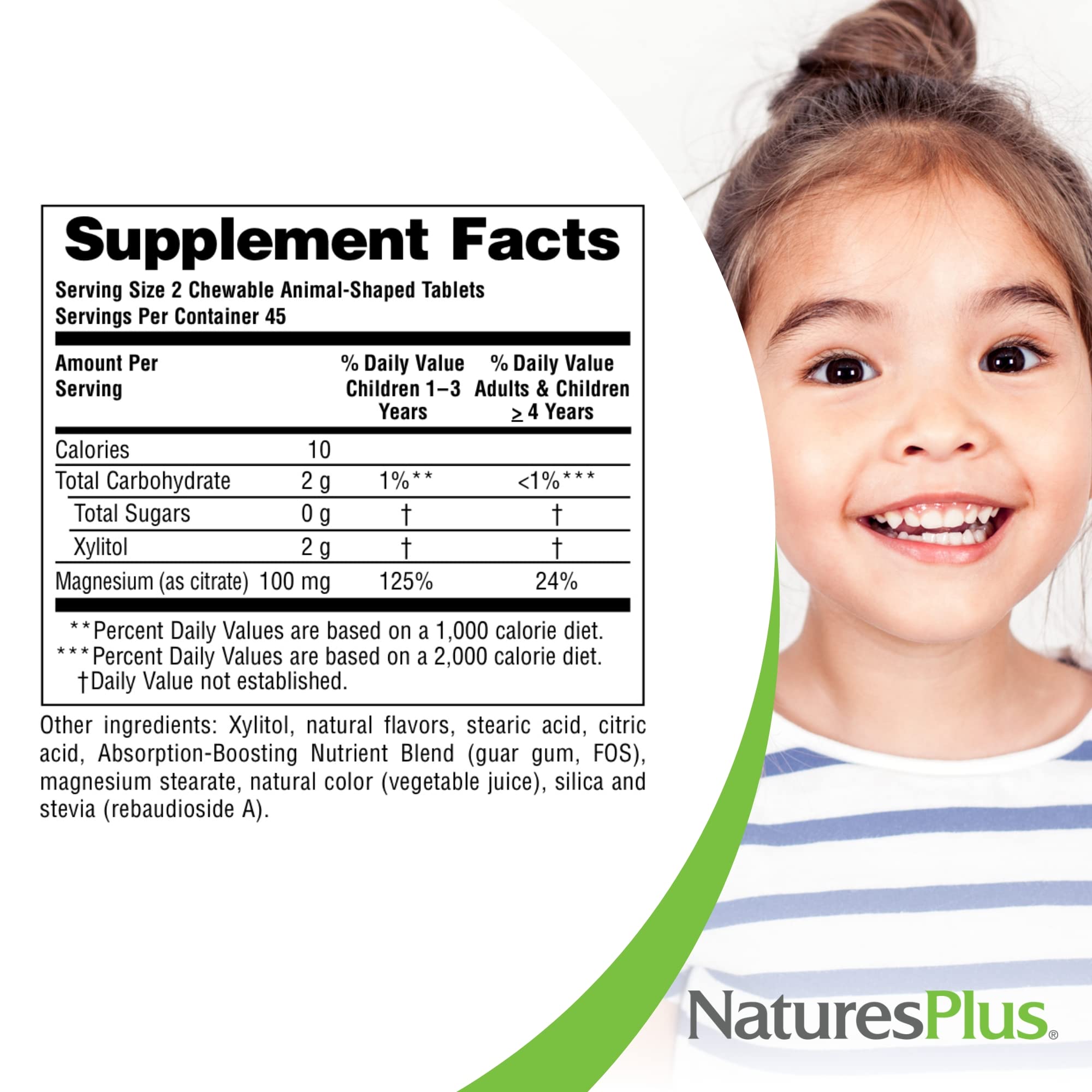 NaturesPlus MagKidz sugar-free badge on packaging for kids