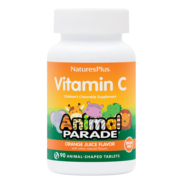NaturesPlus Animal Parade orange chew bottle for kid-friendly daily vitamin C