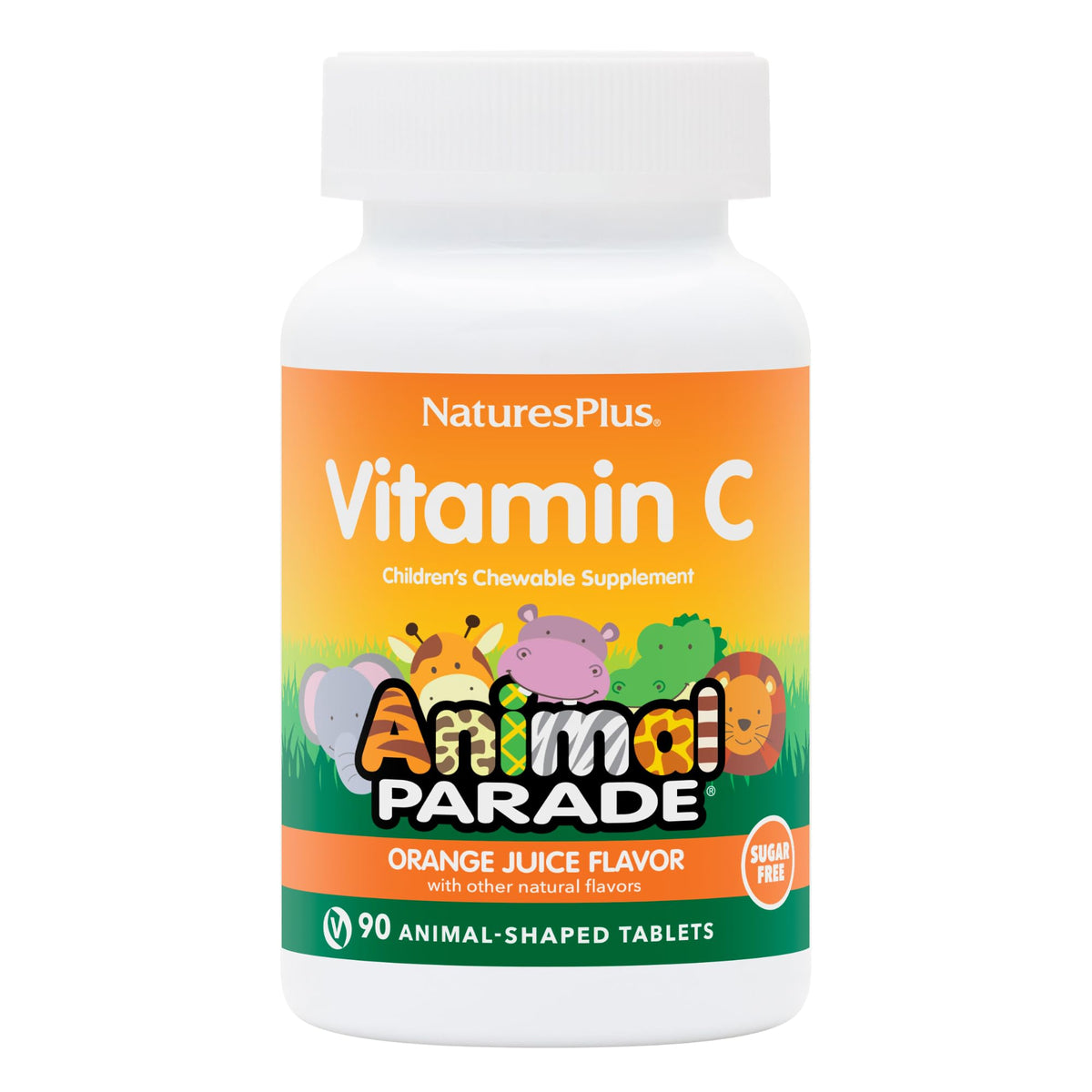 NaturesPlus Animal Parade orange chew bottle for kid-friendly daily vitamin C