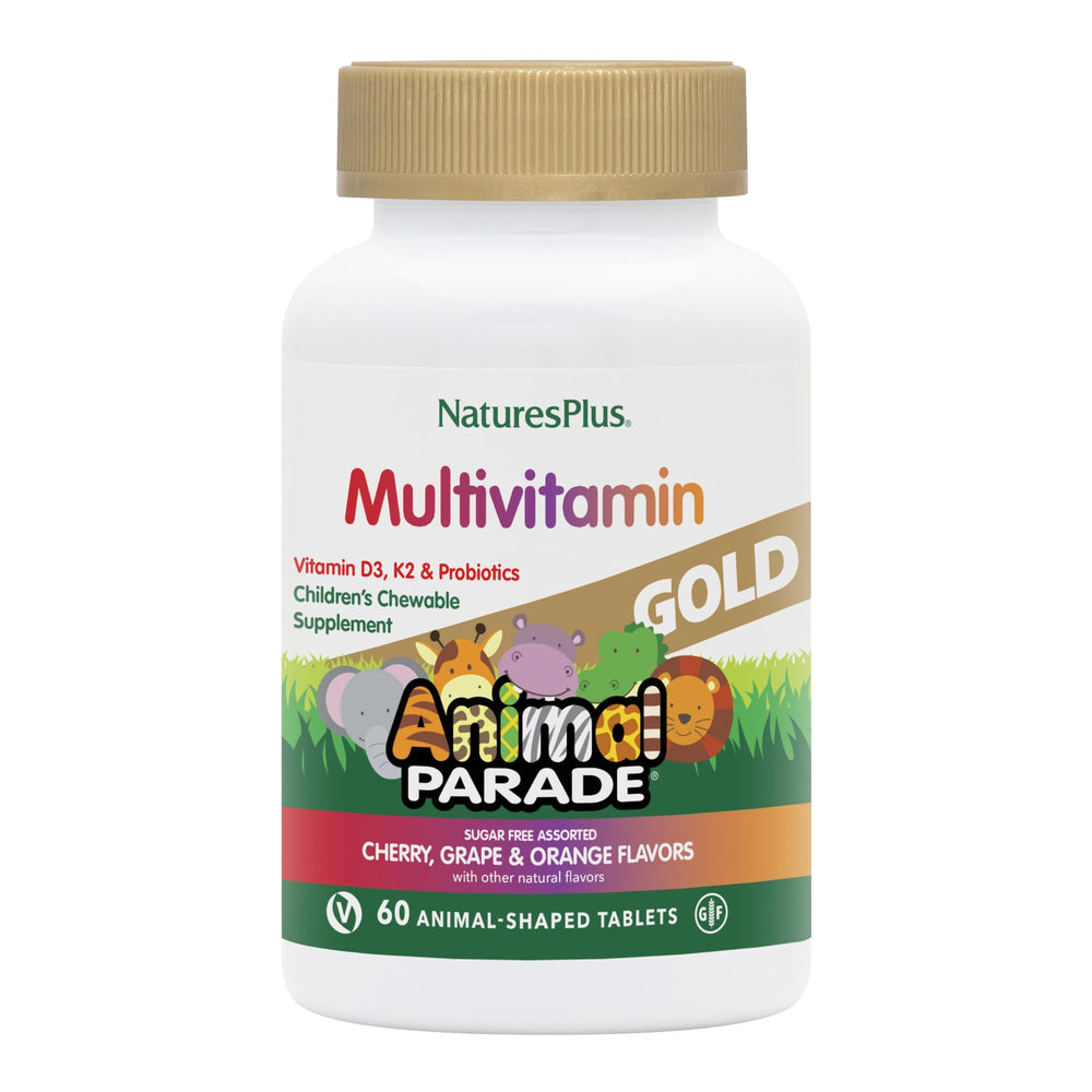 NaturesPlus Animal Parade Source of Life Gold bottle supports daily pediatric nutrition.