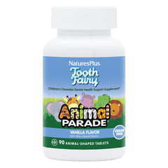 NaturesPlus Animal Parade Tooth Fairy vanilla bottle for kid-friendly dental routine