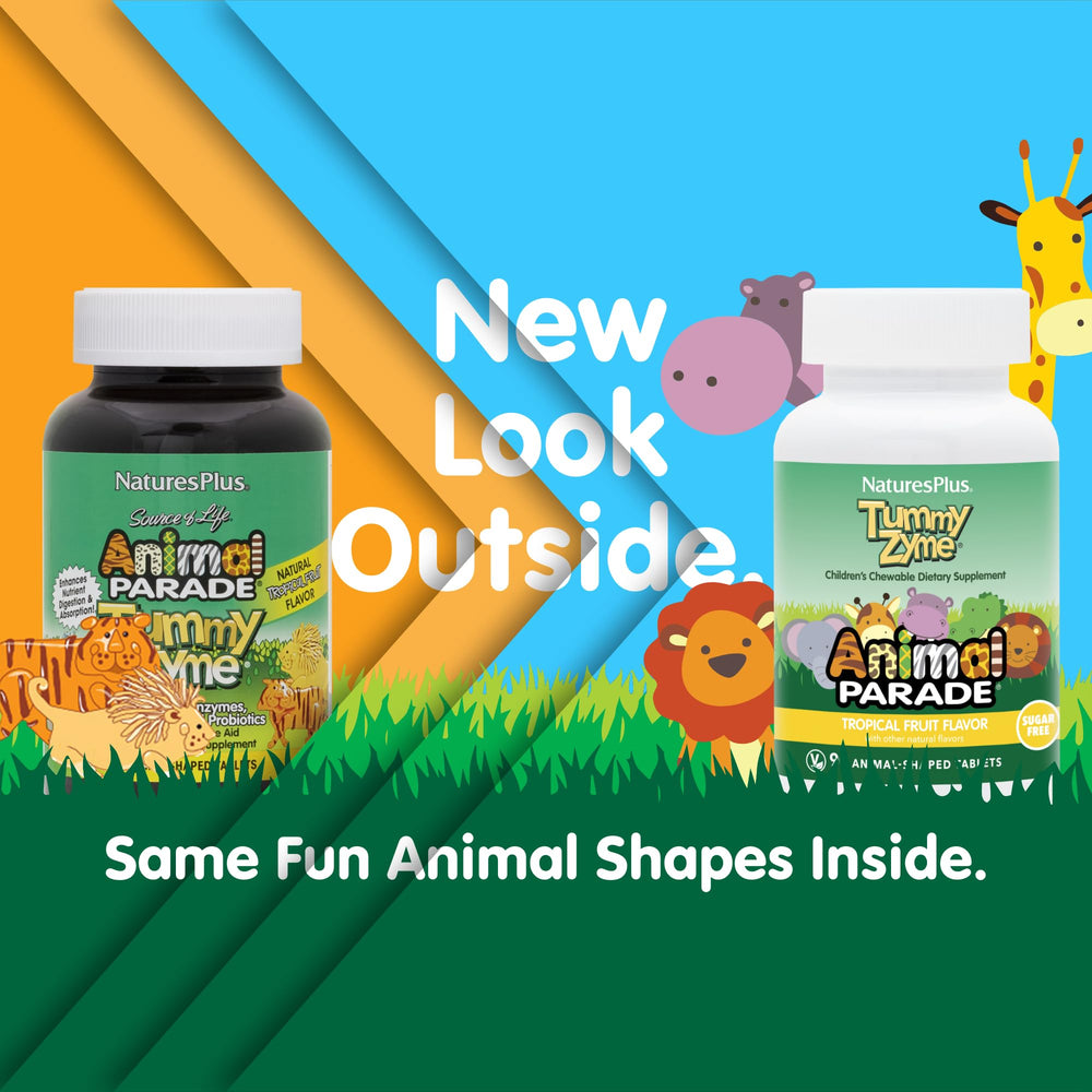 NaturesPlus Animal Parade Tummy Zyme animal-shaped tablets for engaging daily routines
