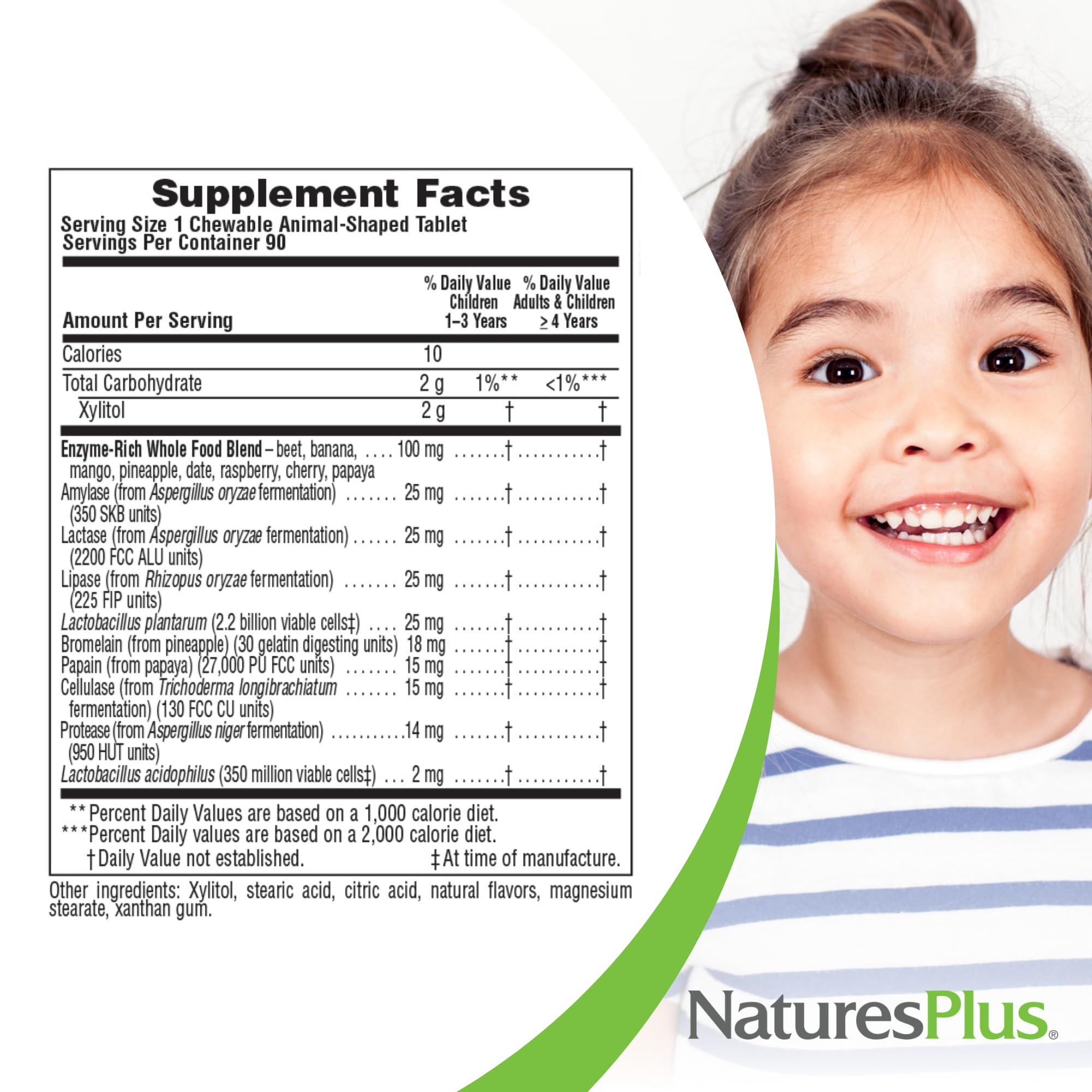 NaturesPlus Animal Parade Tummy Zyme gluten-free vegetarian product label.