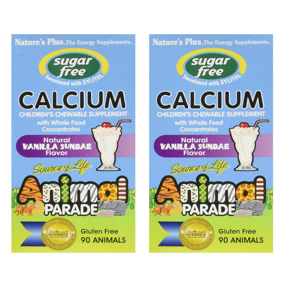 NaturesPlus Animal Parade vanilla sundae calcium chews for kids, a tasty bone-supporting snack