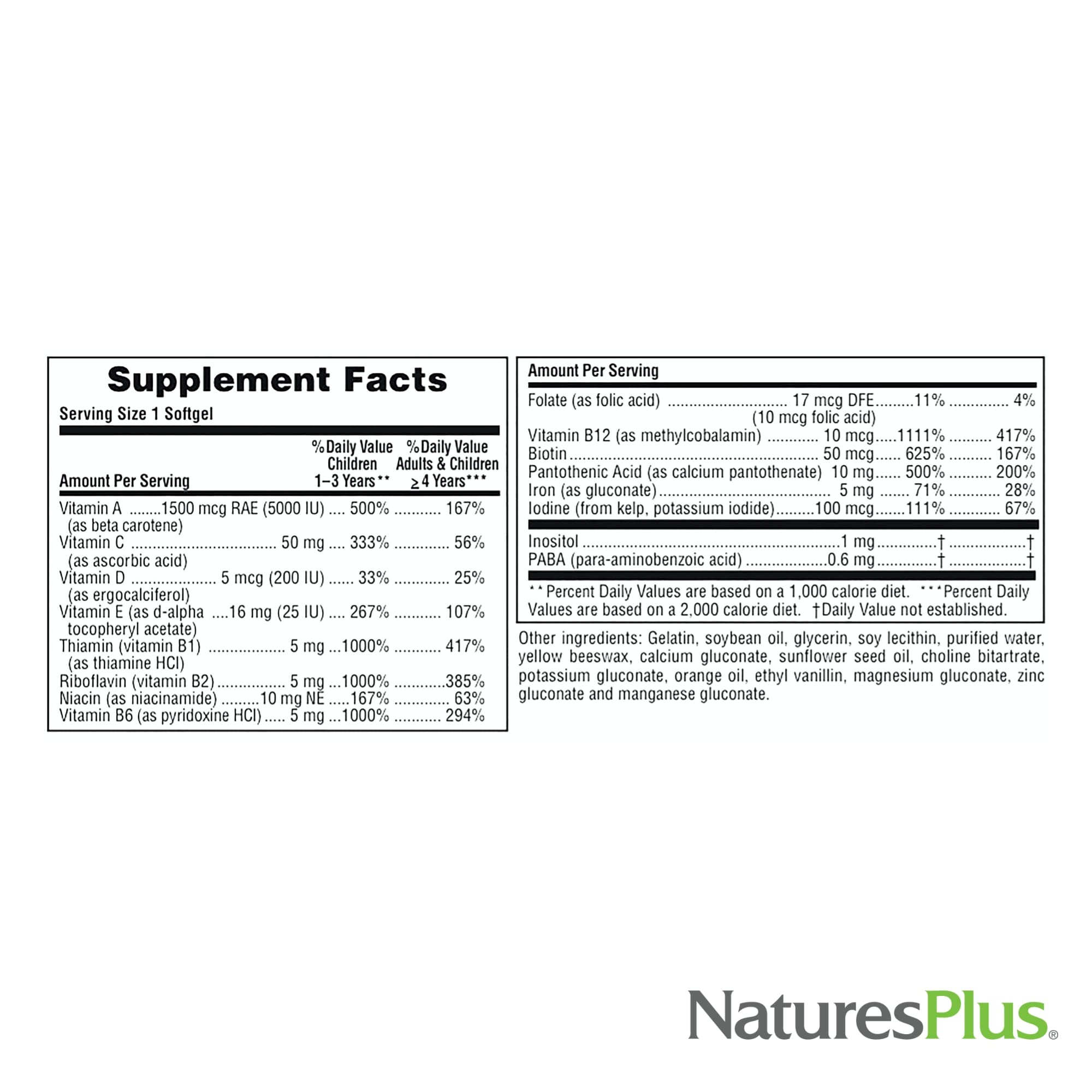 NaturesPlus Children's Vita-Gels gluten-free packaging supports allergy-conscious families.