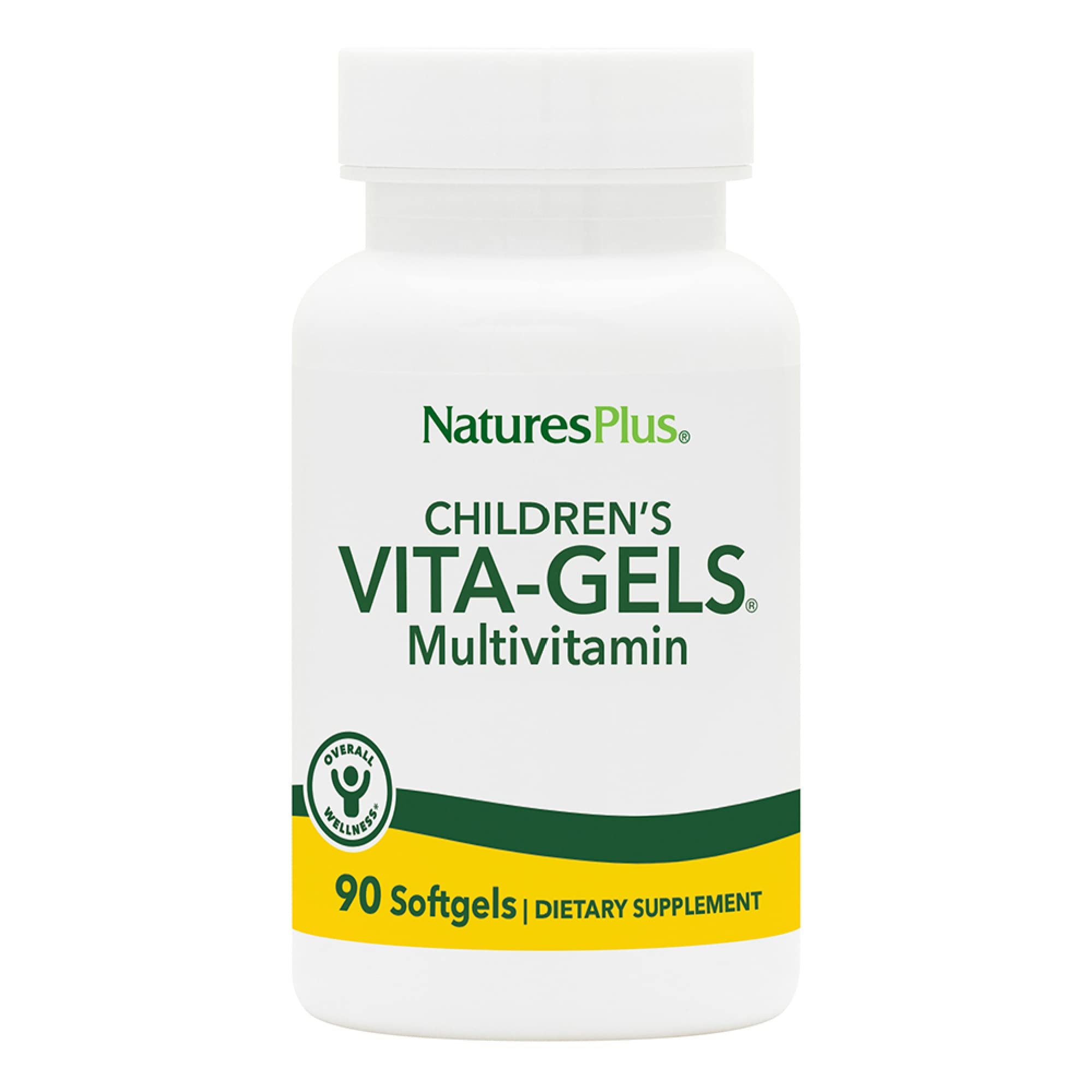 NaturesPlus Children's Vita-Gels orange bottle for daily kid-friendly nutrition.