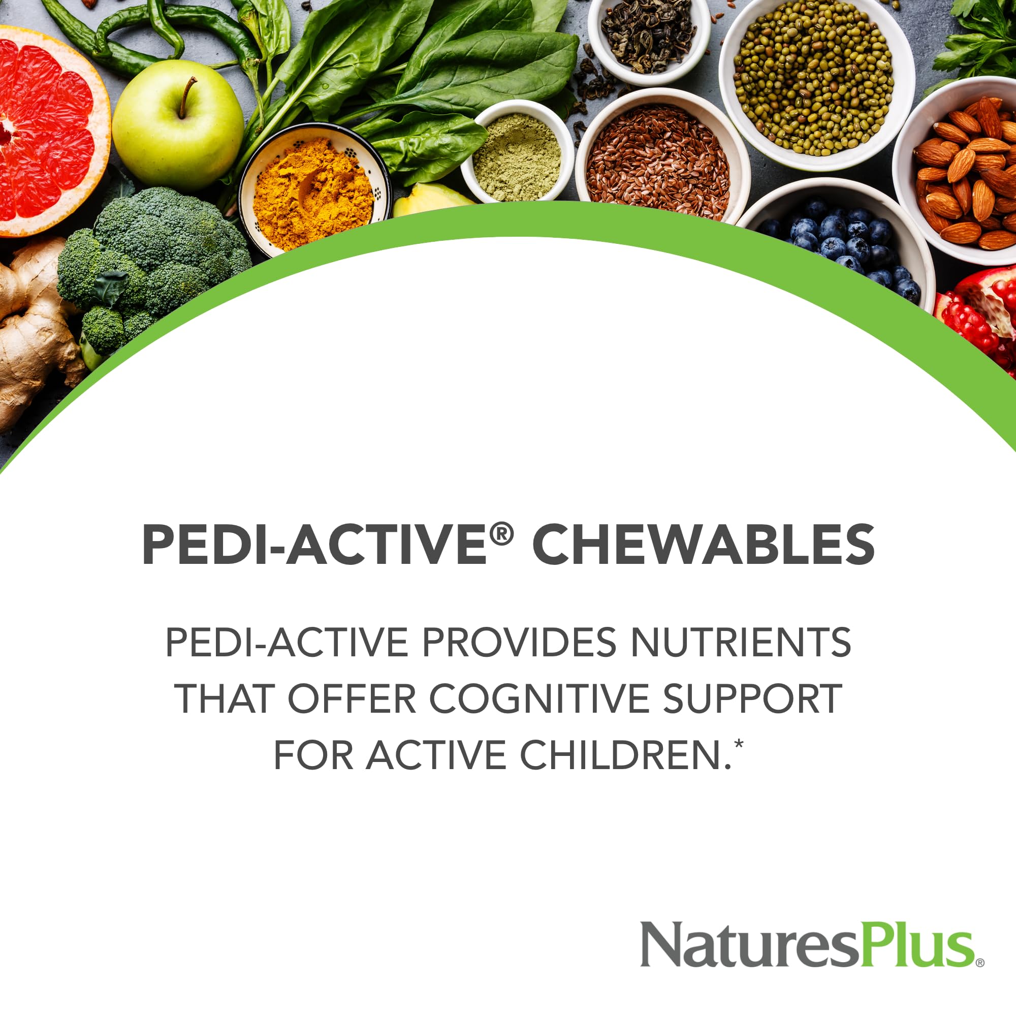 Open packaging shows vegetarian and gluten-free Pedi-Active formula for active kids.