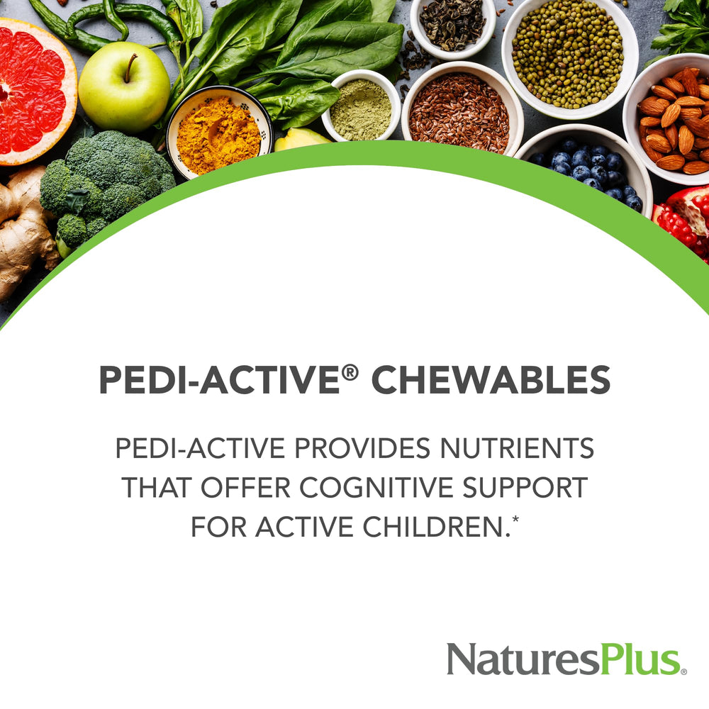 Open packaging shows vegetarian and gluten-free Pedi-Active formula for active kids.