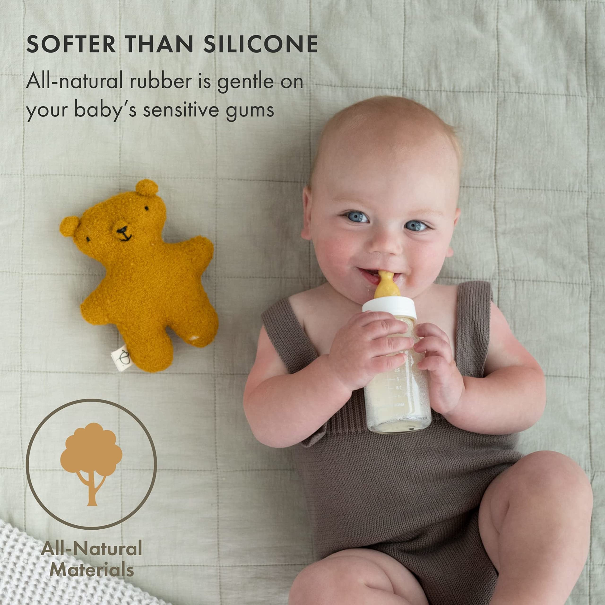 Natursutten anti-colic double-valve in use demonstrates compatibility with other brands.