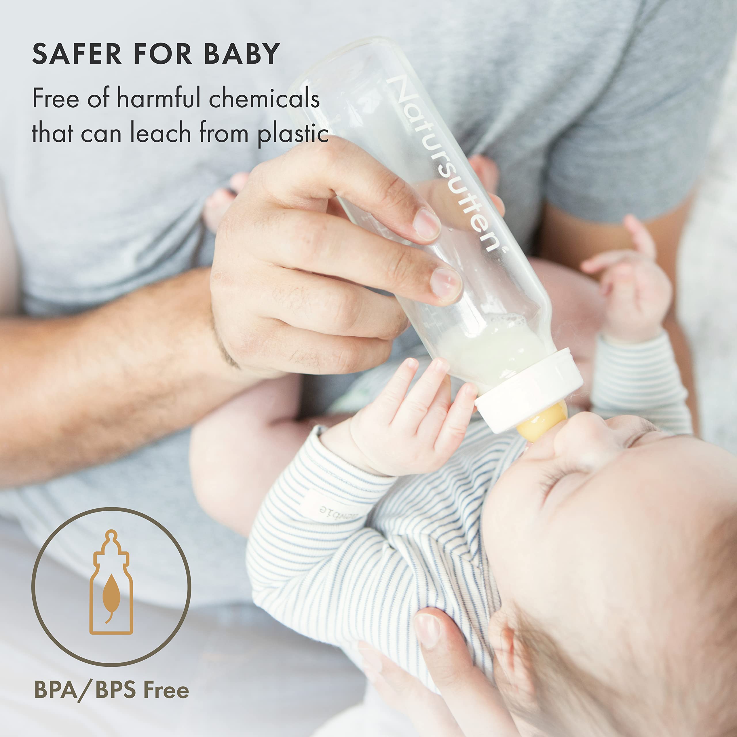 Natursutten anti-colic glass bottle 4 oz with natural rubber nipple
