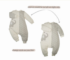 NATUZ applique elephant on sleeper adds soft, cute detail