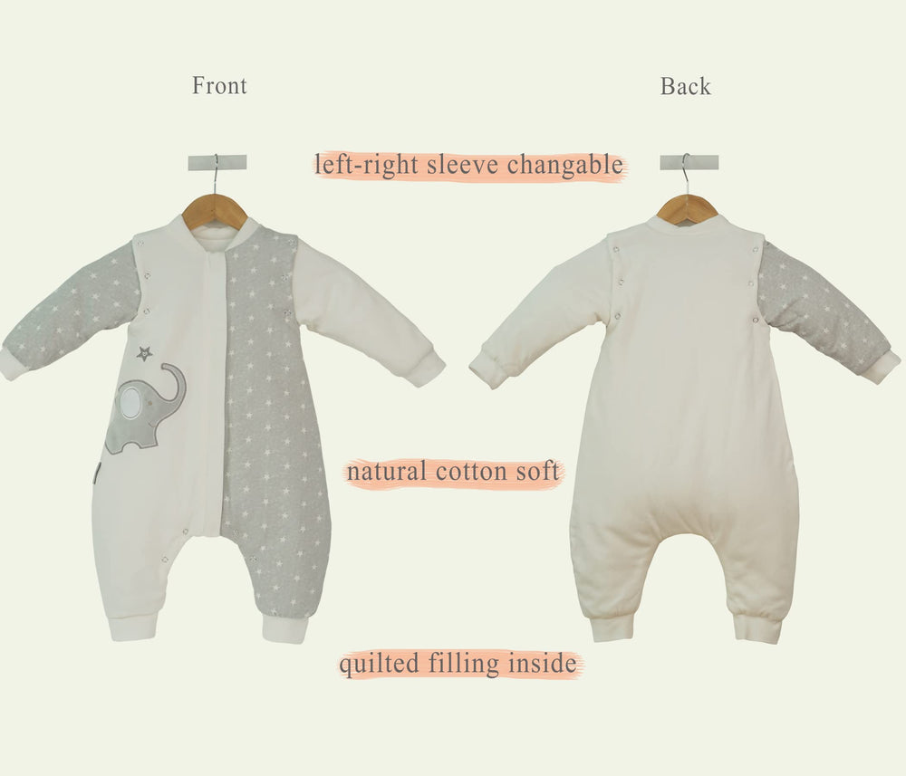 NATUZ sleep sack two-way zip protects skin during changes