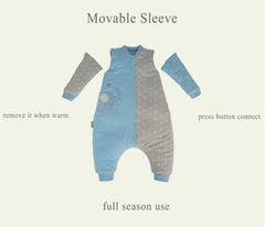 NATUZ gray sleepsack front view shows safe zipper and soft cotton