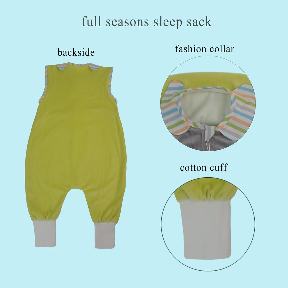 NATUZ sleep sack with feet supports movement for active toddlers.