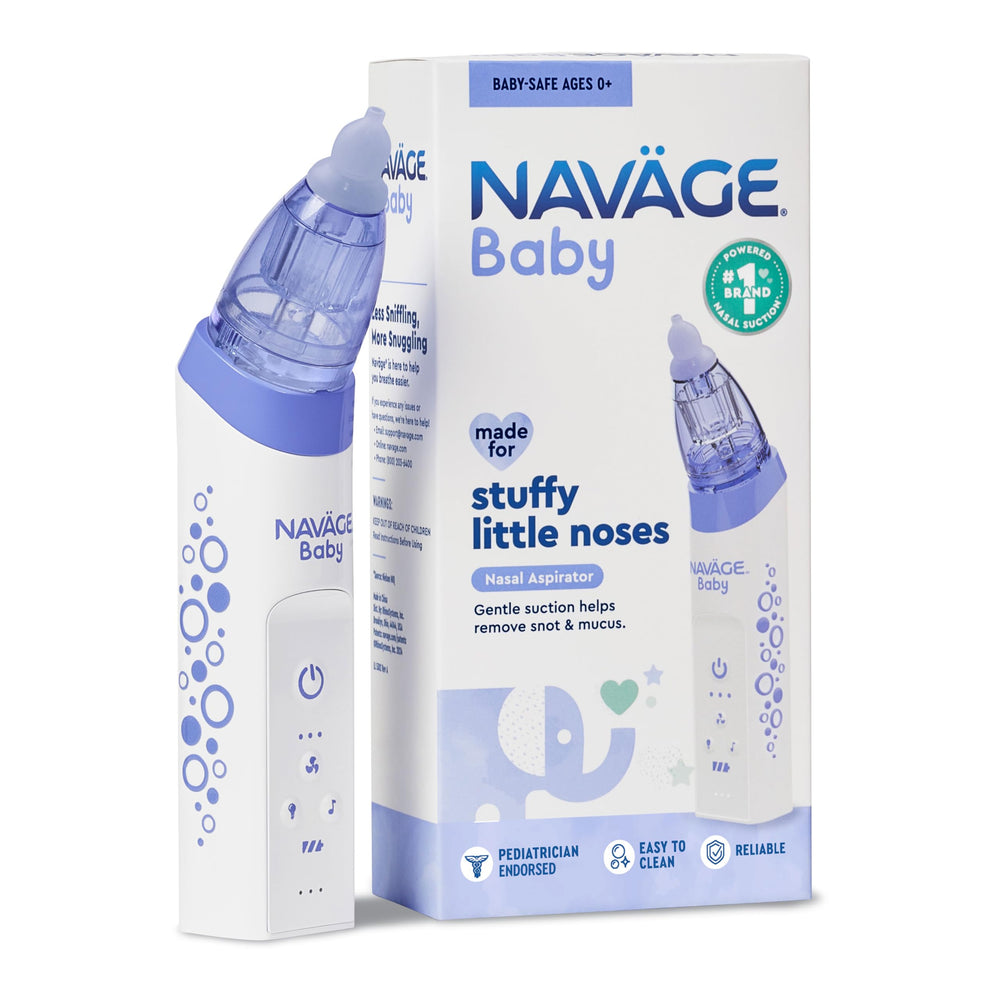 Navage Baby Nasal Aspirator front view highlighting compact design for quick bedside use