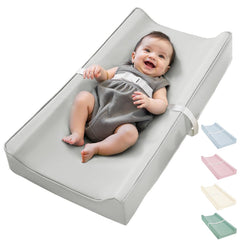 Navari vegan leather waterproof changing pad on a dresser in gray for quick cleanup