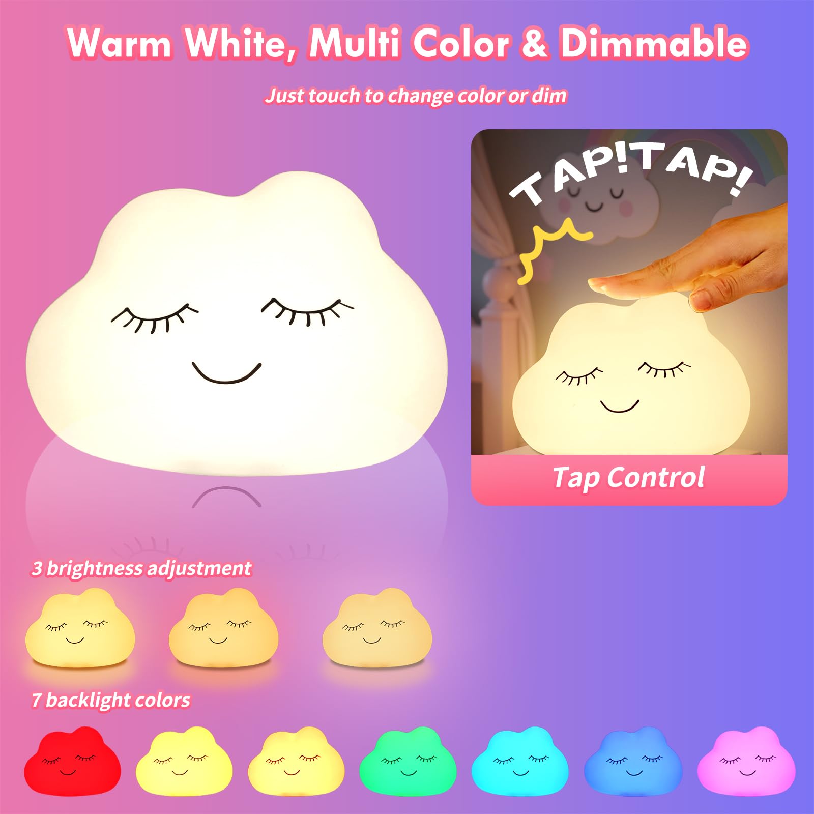 Nawchedo cloud night light color-changing option for mood lighting.