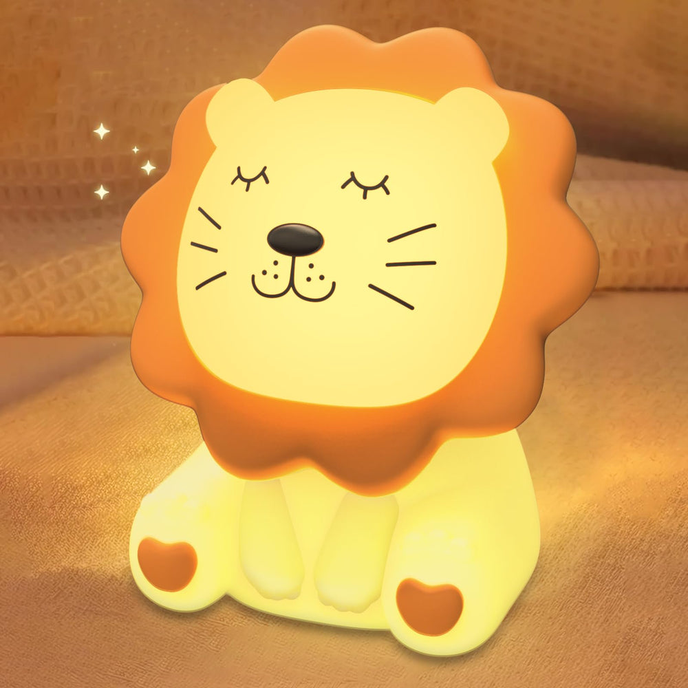 Nawchedo Lion Night Light at bedside providing gentle bedside glow for bedtime routines