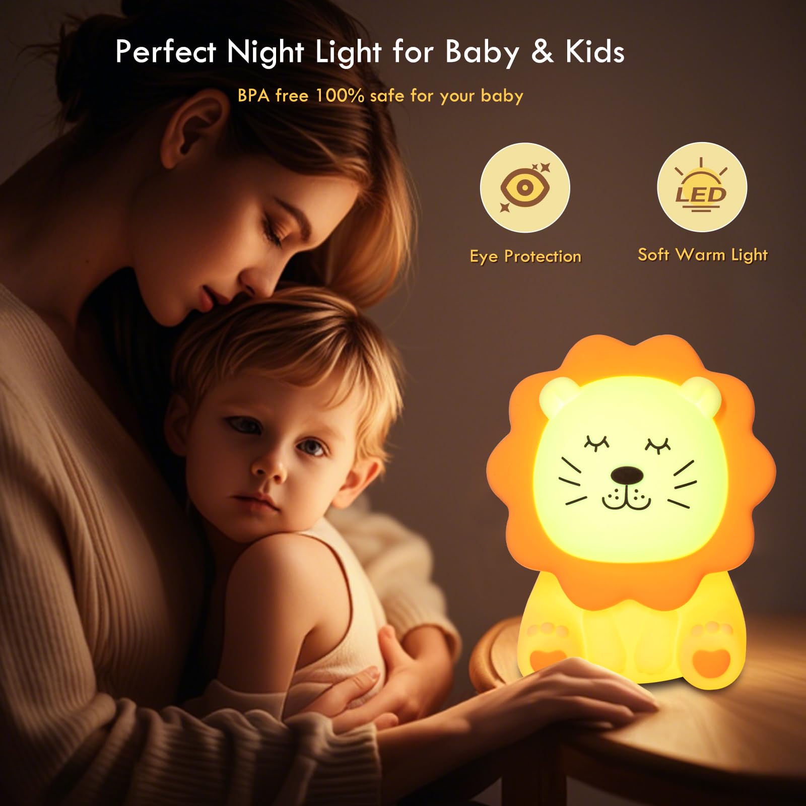 Nawchedo Lion Night Light in color-changing mode for cozy ambiance