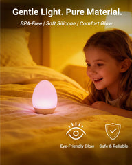 NAWIQI rechargeable egg lamp with USB-C for easy bedside lighting on the go.