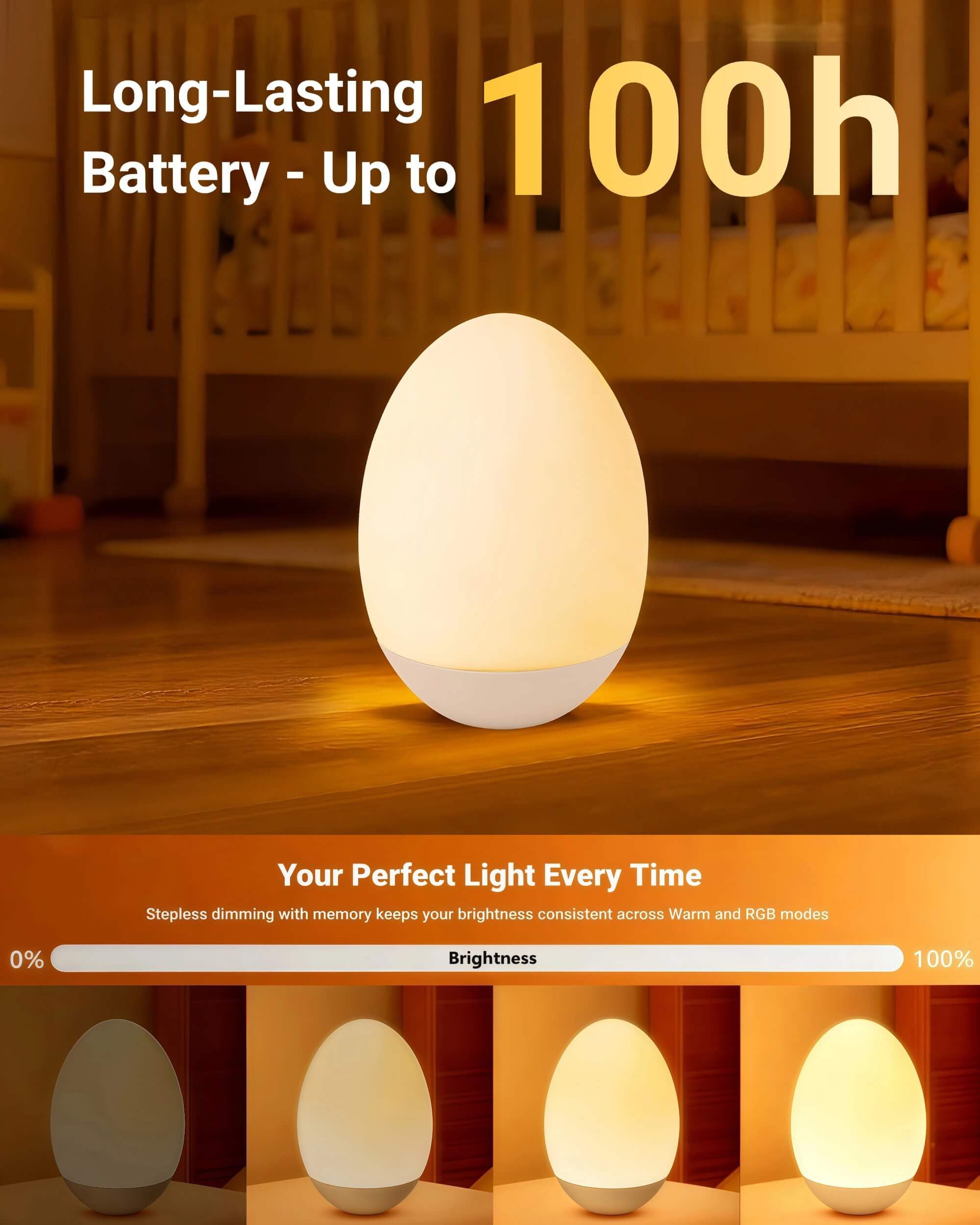 NAWIQI egg night light offers seven colors to match any decor.