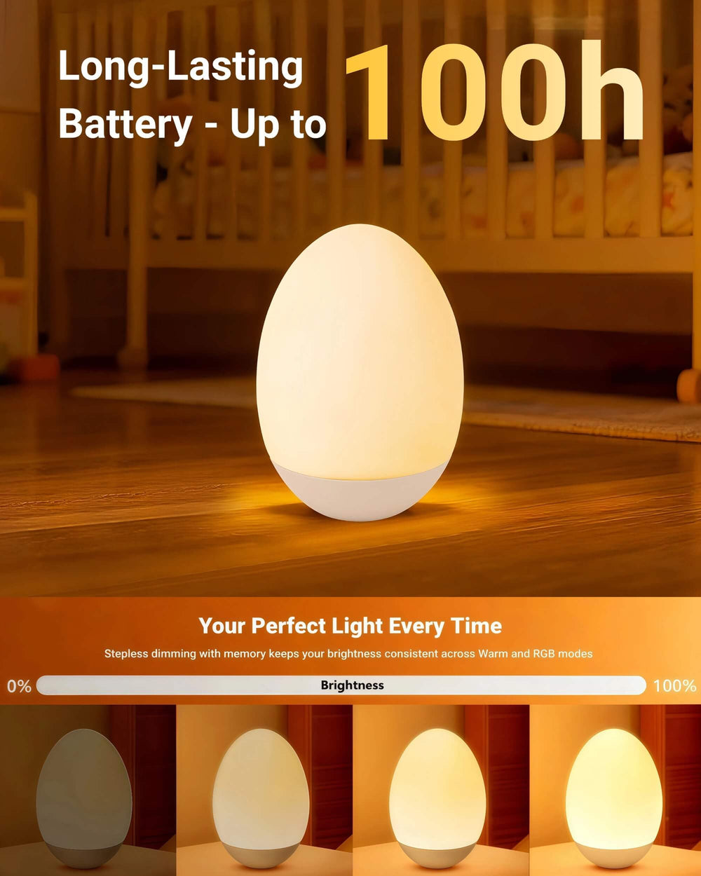 NAWIQI egg night light offers seven colors to match any decor.