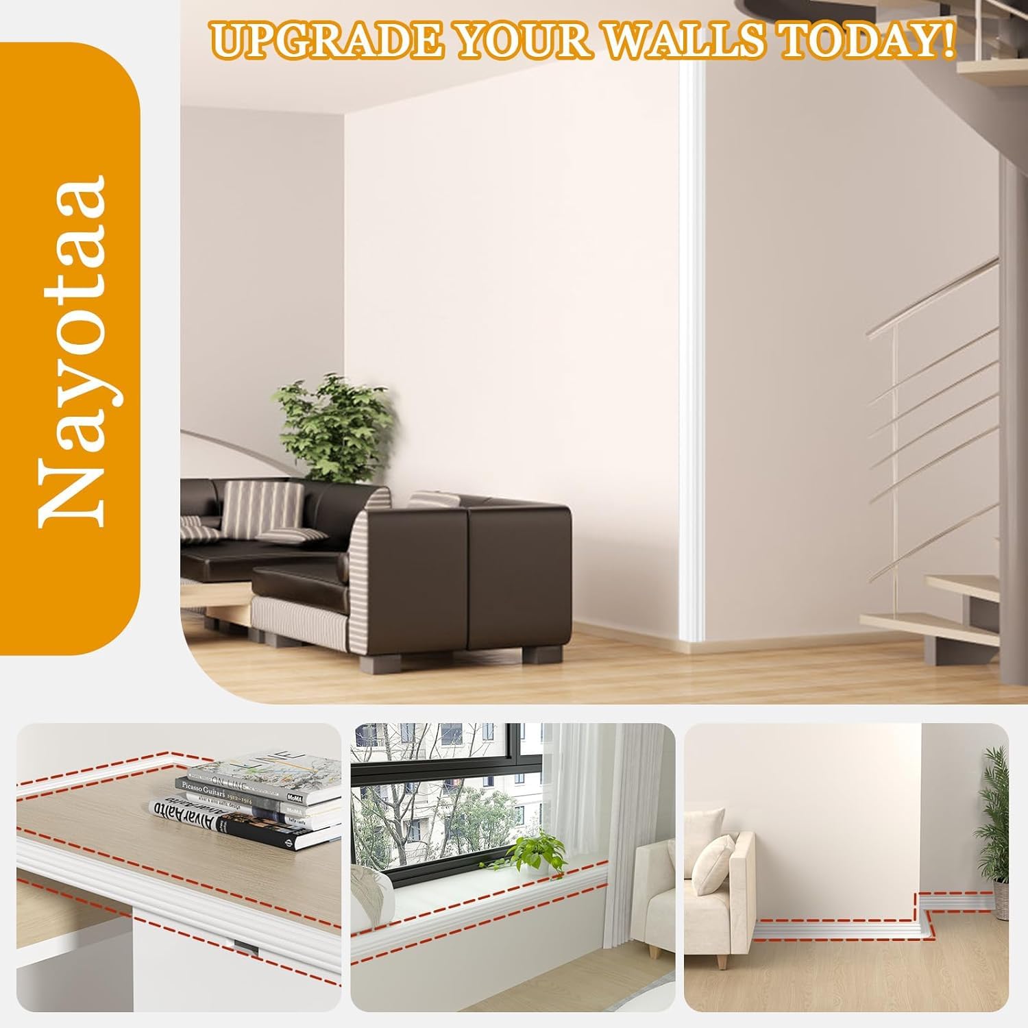 Nayotaa decorative white edge covers create a neat, modern look.
