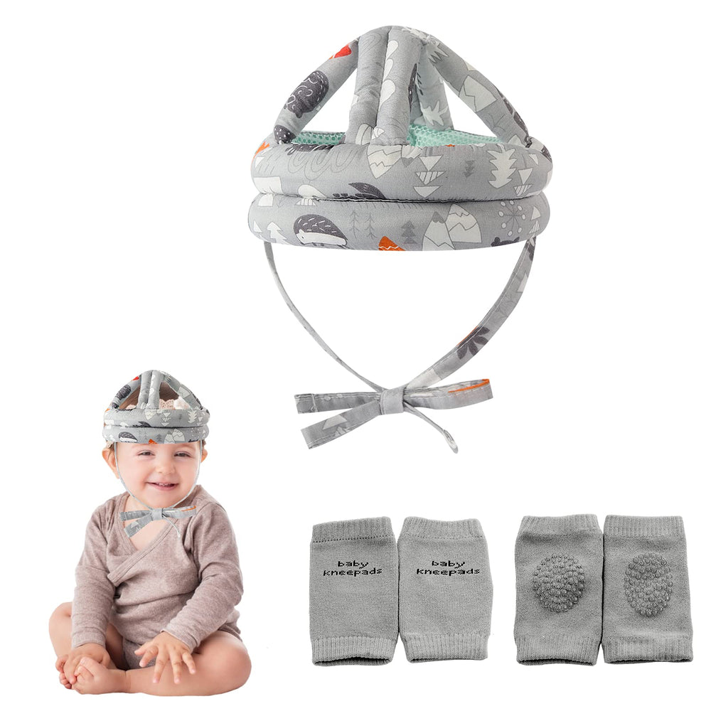 NC Baby Safety Helmet, Grey Forest, front view showing lightweight protection for mobility