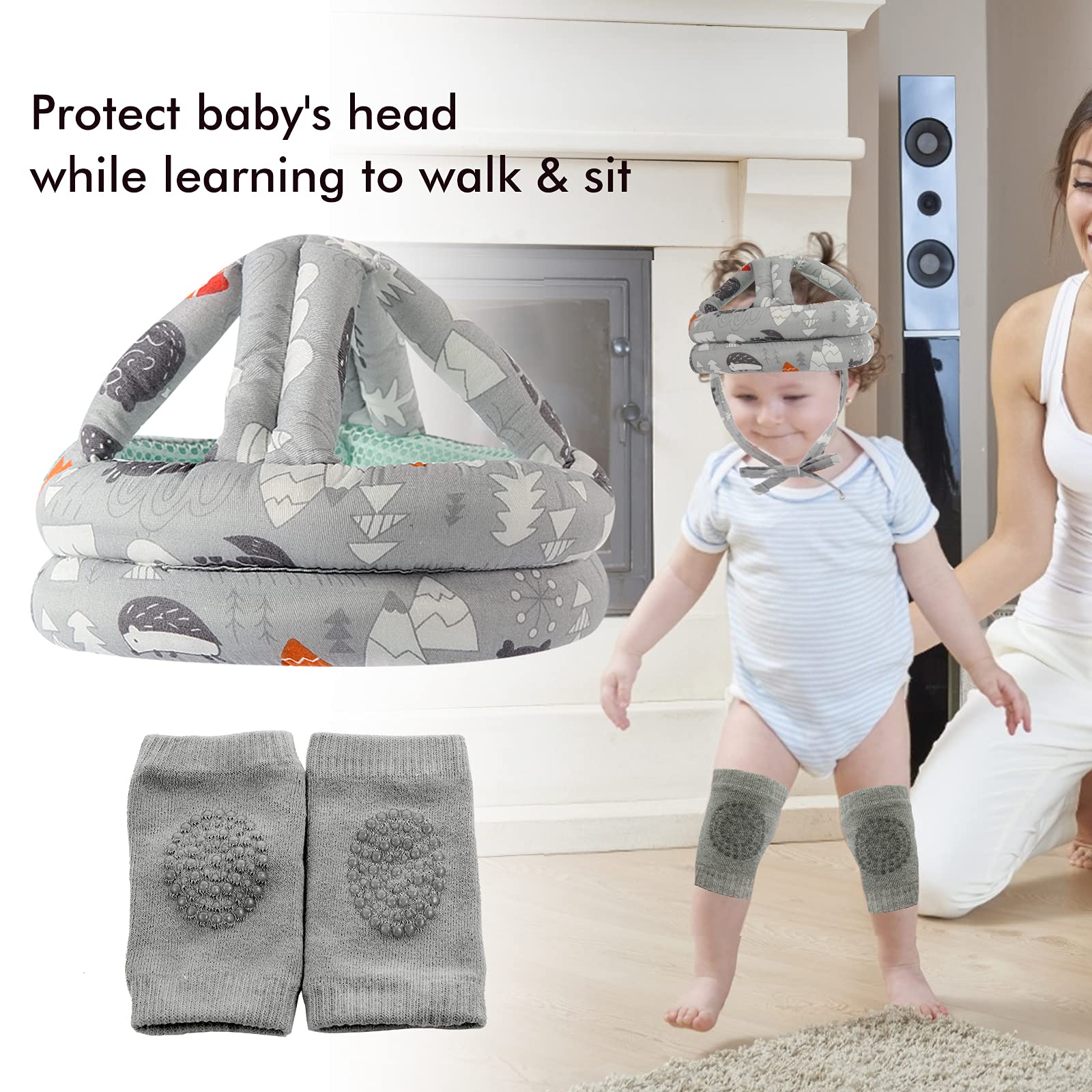 NC Baby Safety Helmet on toddler during walk shows lightweight comfort and freedom of movement