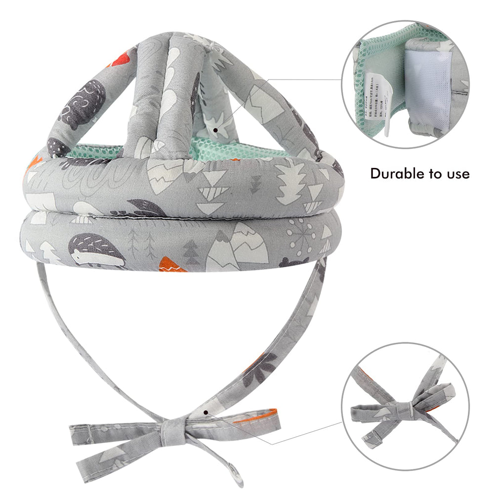 NC Baby Safety Helmet, Grey Forest, side view highlights adjustable fit for growing heads