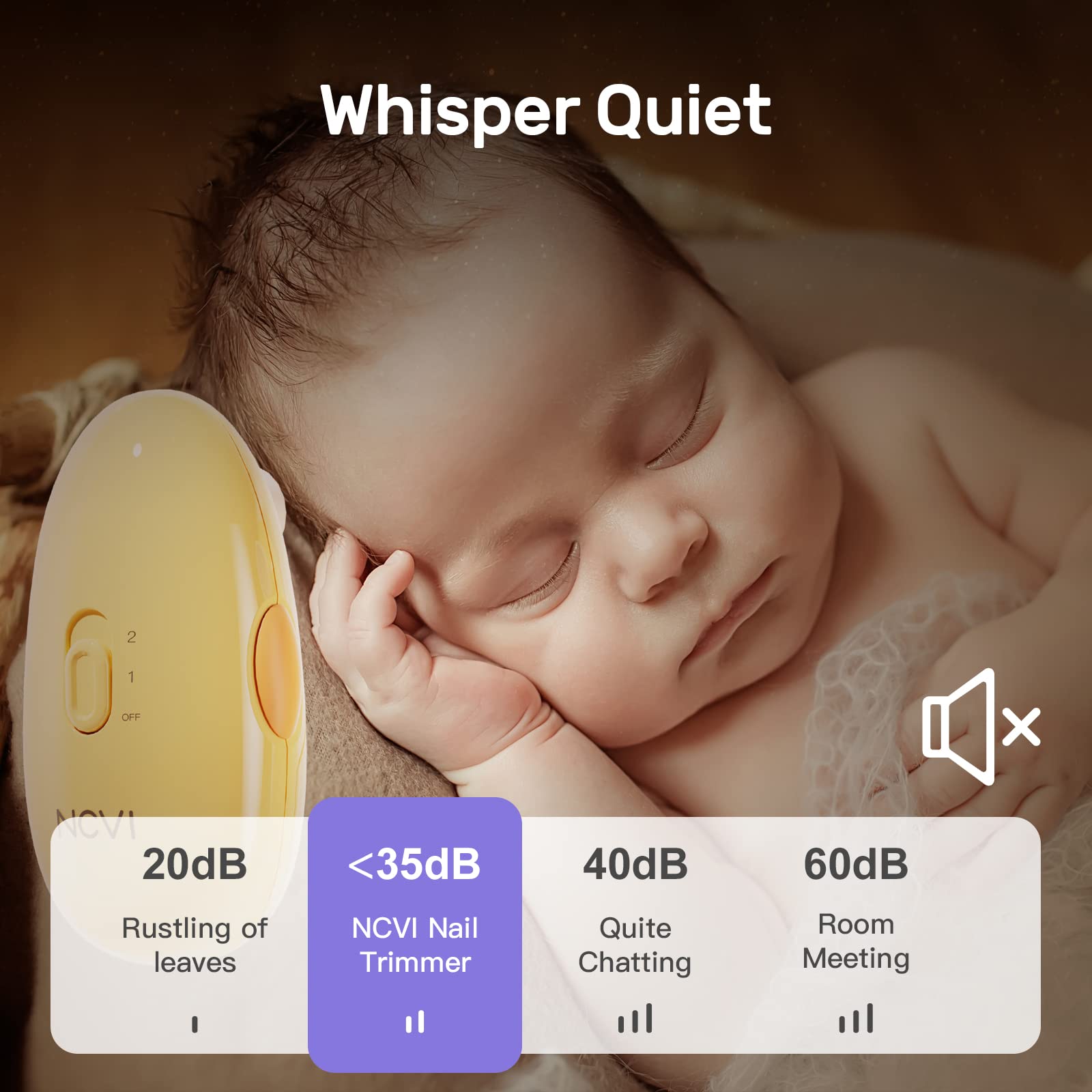 NCVI Baby Nail Trimmer Electric ergonomic design for comfortable parent use.