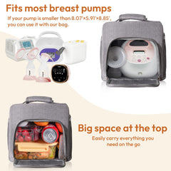 NCVI breast pump bag double-layer design for flexible storage on the go.