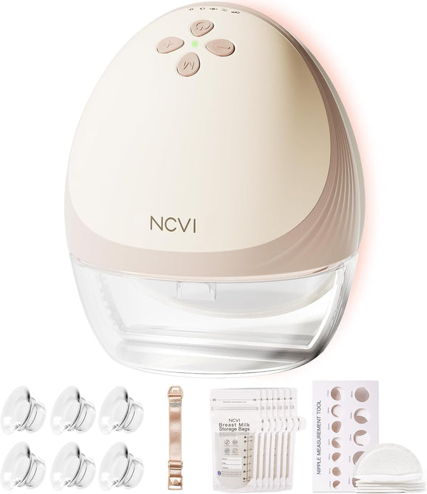NCVI breast pump with hospital-grade suction for comfortable milk expression.