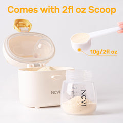 NCVI dispenser with multiple compartments keeps formula organized and dust-free.