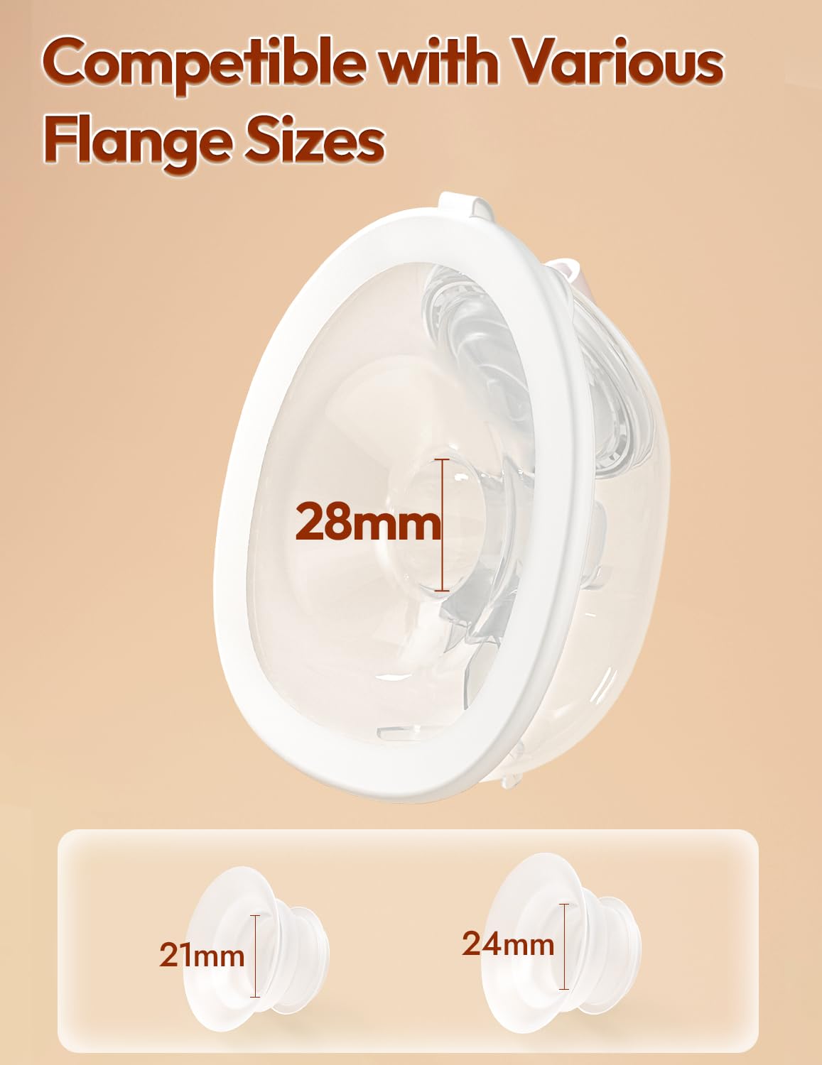 NCVI 102° angled Double Fit flange for relaxed pumping posture